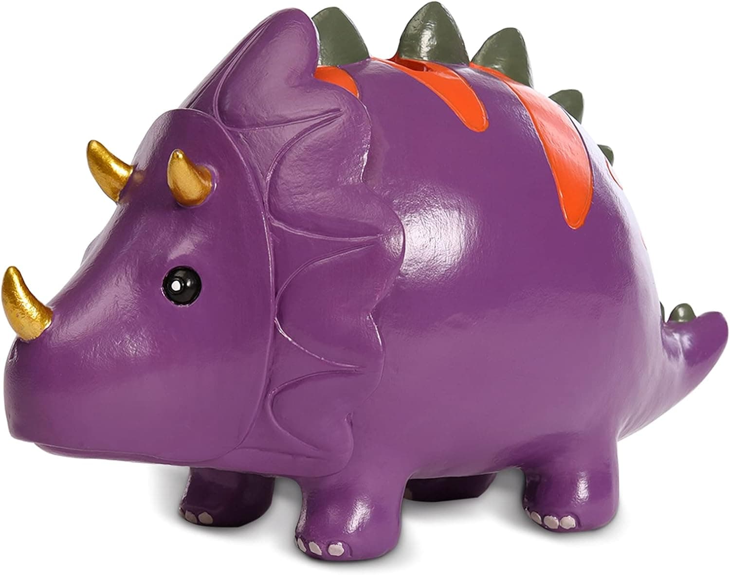 Quoowiit Piggy Bank, Creative Purple Dinosaur Piggy Bank for Boys Girls Adults, Money Savings Coin Bank, Cute Resin Saving Money Bank, Ideal Birthday Christmas Thanksgiving Gift (Purple)