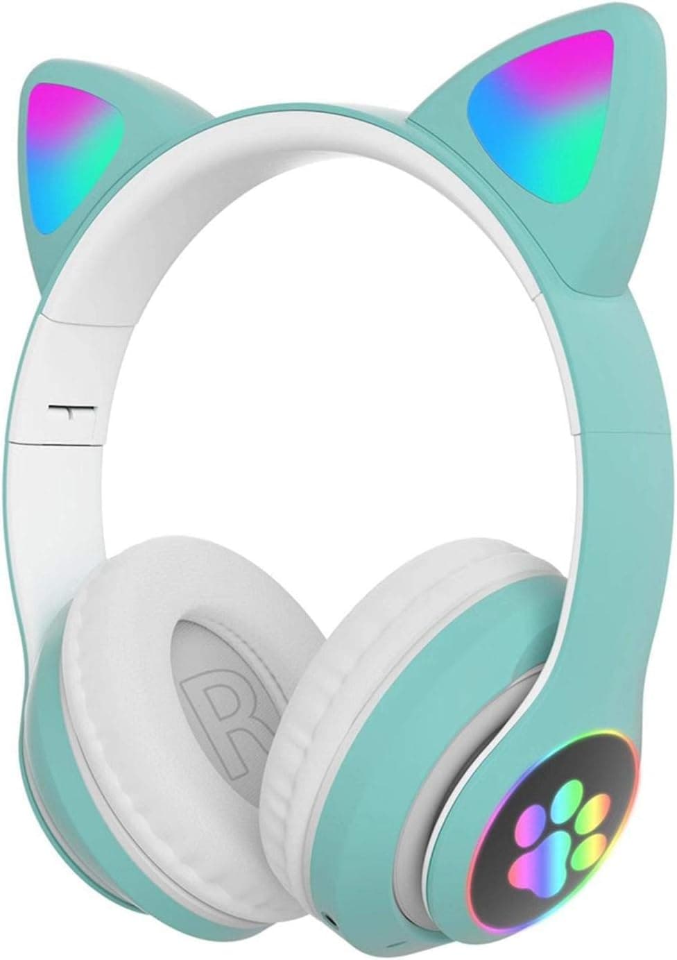 LVOERTUIG Gaming Headset Fashion Bluetooth 5.0 Kids Adult Cat Ear LED Light Up Wireless Gaming Headset Foldable and Stretchable Reduction Headphones Computer Gaming Headphone