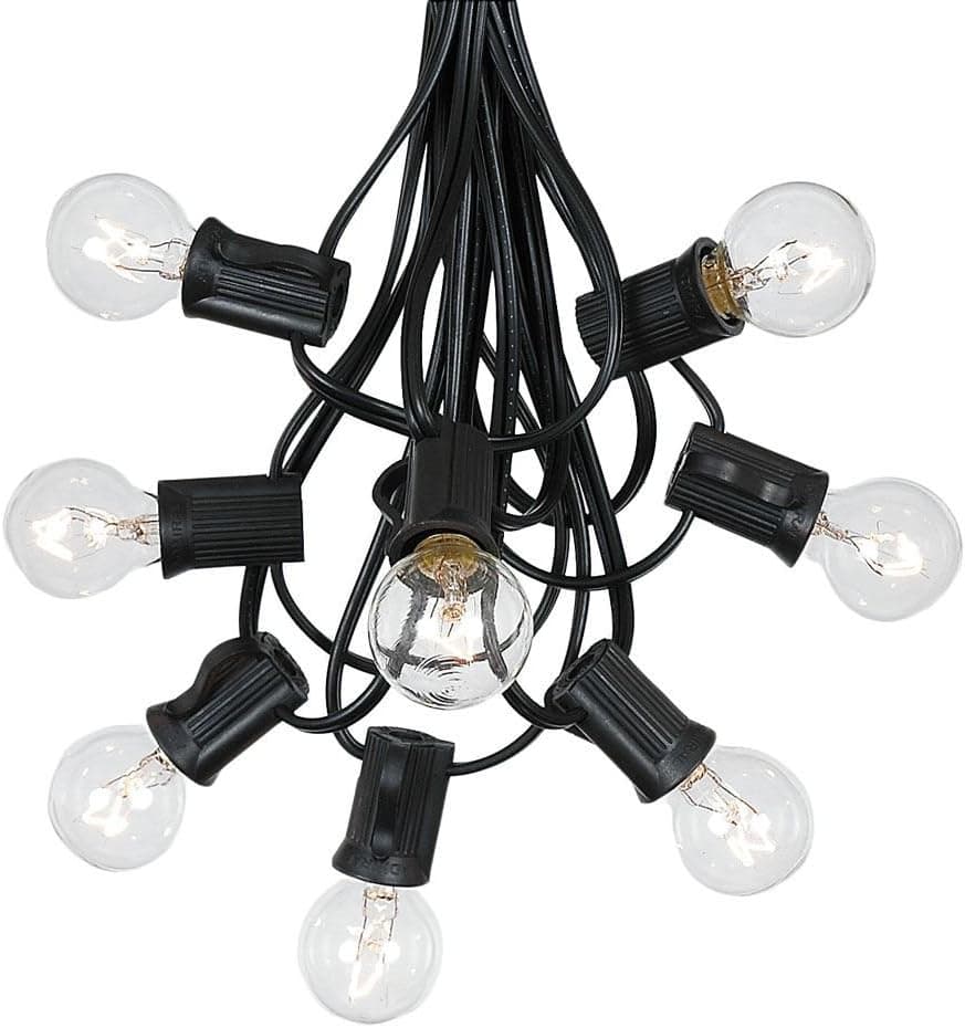 G30 Patio String Lights with 25 Globe Bulbs - Garden Hanging String Lights - Vintage Backyard Patio Lights - Outdoor String Lights - Market Cafe Bistro String Lights – Black Wire -25 Feet