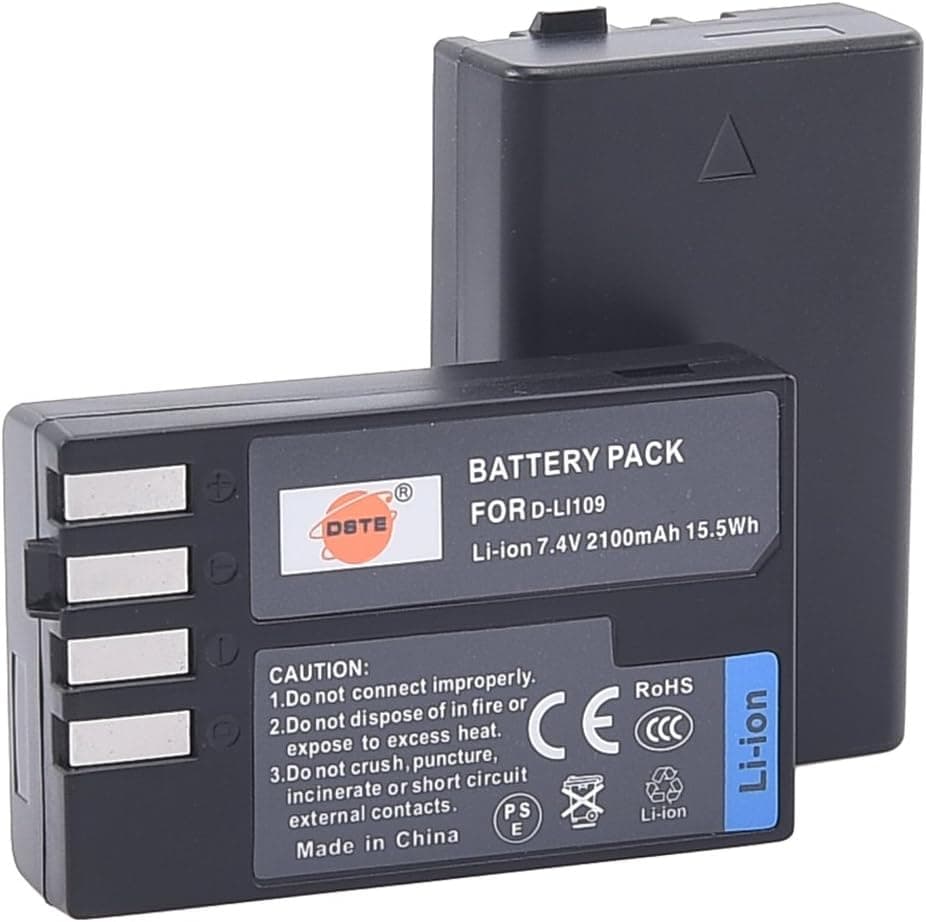 DSTE Replacement for 2X D-Li109 Li-ion Battery Compatible Pentax K-R K-30 K-50 K-500 KR K30 K50 K500 K-S1 K-S2 K-70 Camera