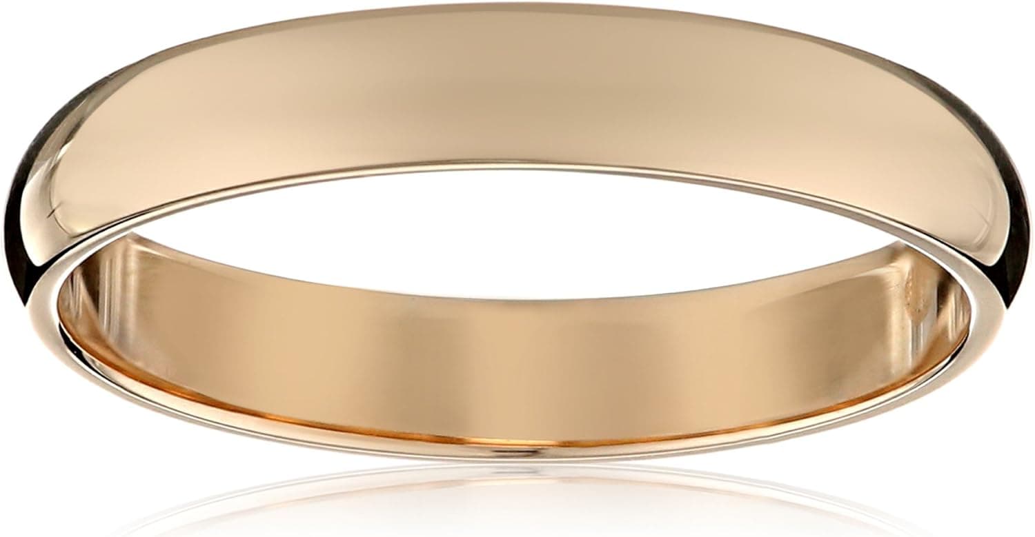 Amazon Collection Light Comfort Fit 14K Gold Wedding Band, 3mm