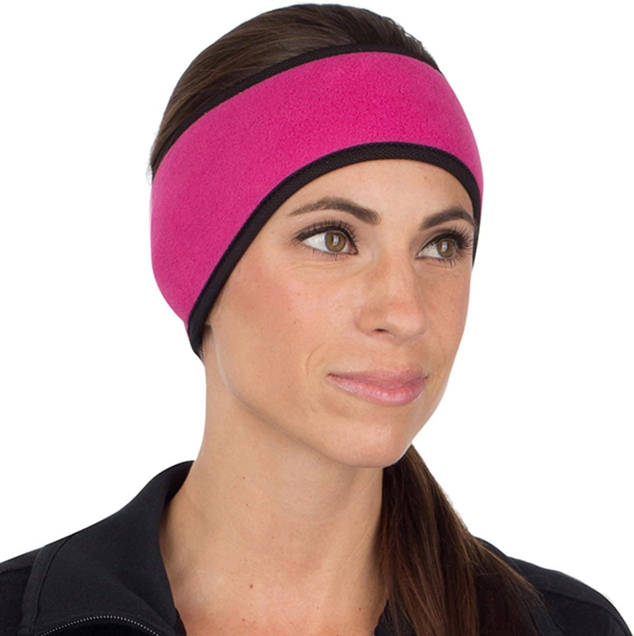 TrailHeads Women's Ponytail Headband - Made in The USA - Pink/Black