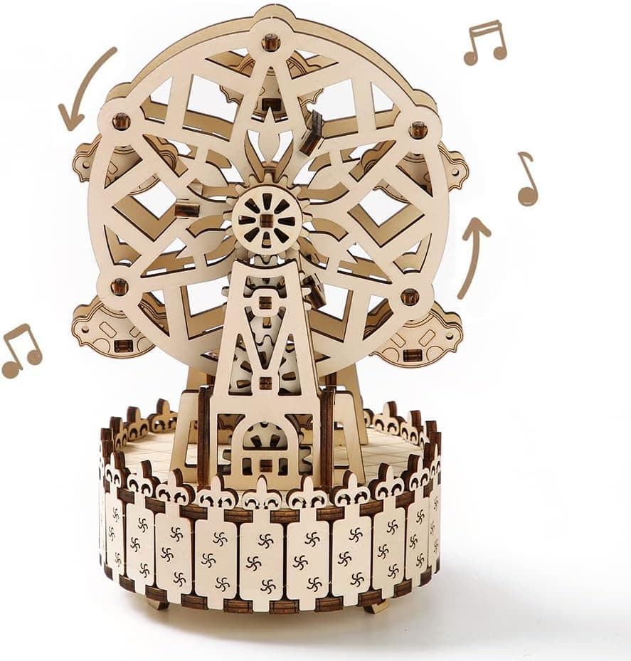 Ferris Wheel Mechanical Puzzle 3D Wooden Puzzle with Music Box for Adults and Teens