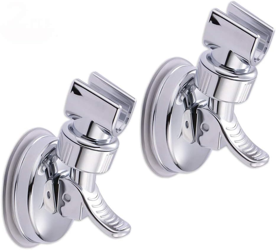 Shower Head Holder Suction Cup Handheld Shower Head Bracket Adjustable Height Shower Holder, Removable Handheld Wand holder Wall Mounted Suction Bracket (two packs) JPL032