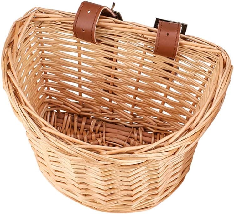 syiniix Cute Bike Basket, Front Handlebar Wicker Bicycle Basket, Height 6inch. (Nature)