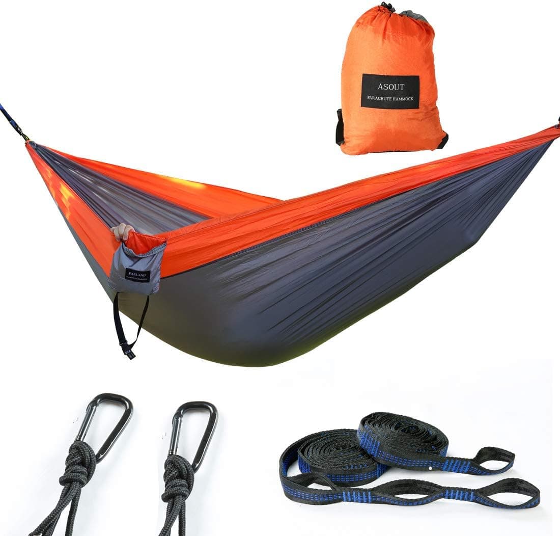 SOULOUT Double Camping Hammock - Lightweight Nylon Portable Parachute Hammocks for Backpacking, Camping, Travel, Beach, Yard.