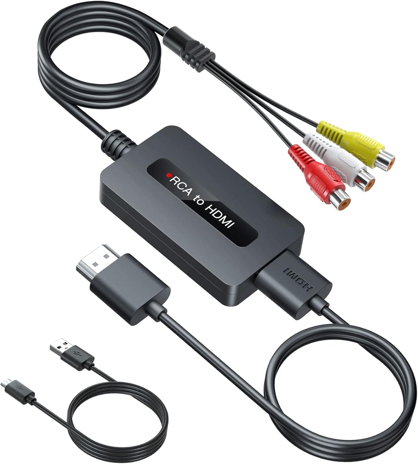 TIXILINBI Female RCA to HDMI Cable Converter with HDMI and RCA Cables, CVBS Composite AV to HDMI Converter, RCA HDMI Adapter, Full HD 720P/1080P Output Switch for N64/ PS2/ Wii with Male RCA