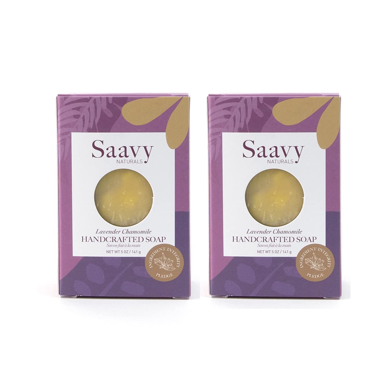 Saavy Naturals Lavender Chamomile All-Natural Soap Bar, 5 Ounce Bar Soap (Pack of 2)