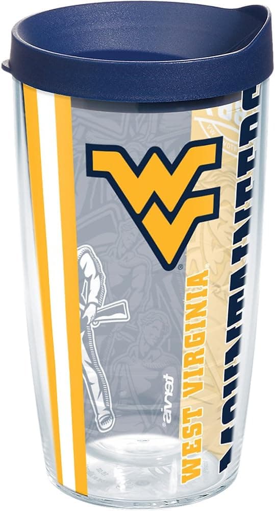 Tervis West Virginia Mountaineers College Pride Tumbler with Wrap and Navy Lid 16oz, Clear