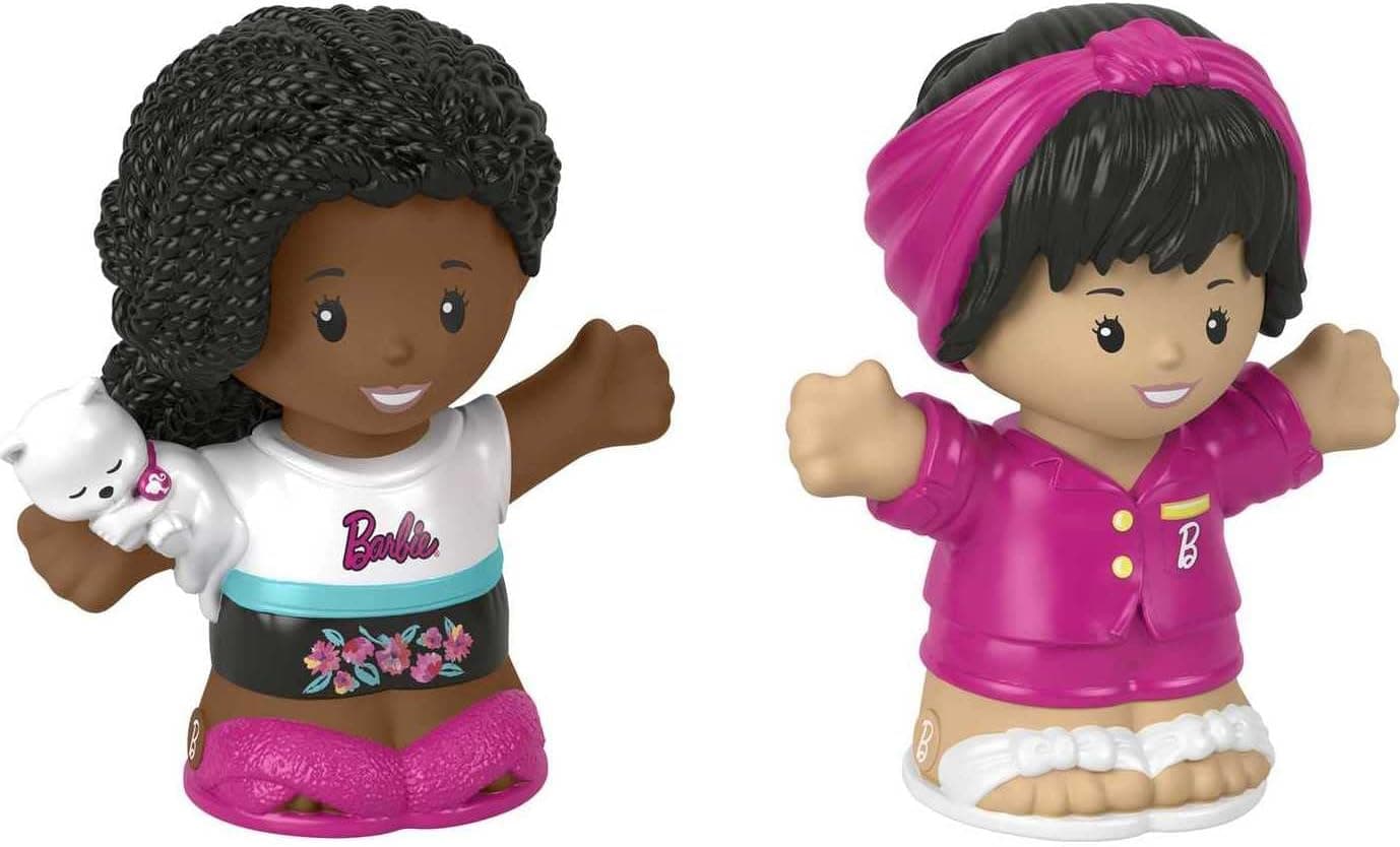 Fisher-Price Little People Barbie Toddler Toys Sleepover Figure Pack, 2 Characters for Pretend Play Ages 18+ Months