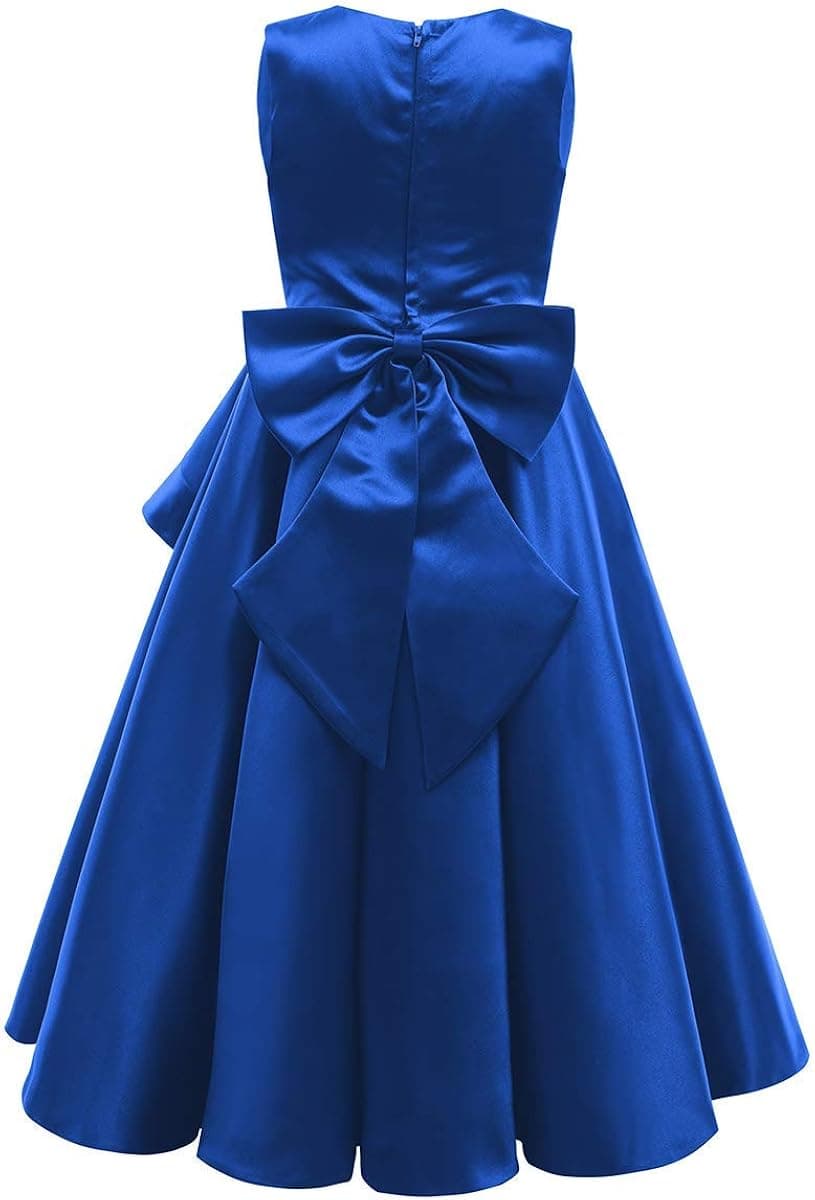 IBTOM CASTLE Little Girls Satin Embroidered Birthday Princess Wedding Party Flower Girl Dresses Formal Pageant Tutu Gown
