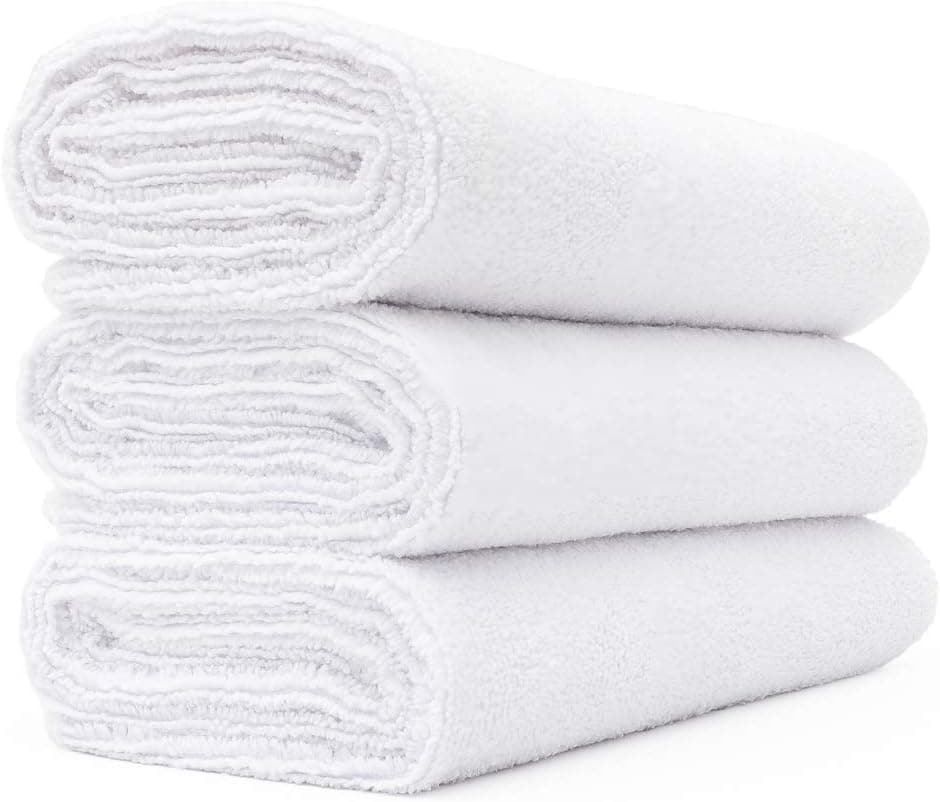 The Rag Company - Spa & Yoga Towel - Gym, Exercise, Fitness, Sport, Ultra Soft, Super Absorbent, Fast Drying Premium Microfiber, 365gsm, 16in x 27in, White (3-Pack)