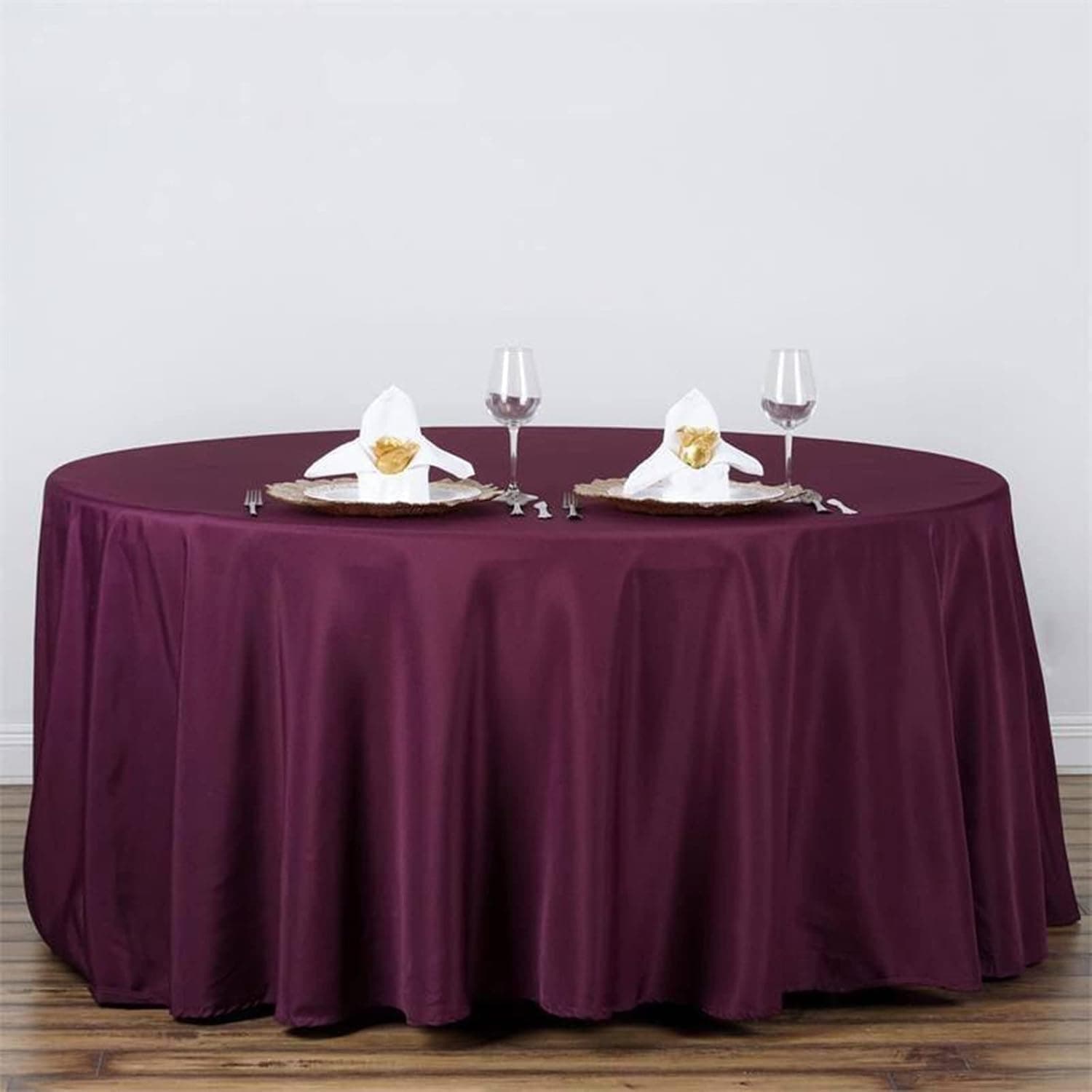 Efavormart 120" Eggplant Polyester Round Tablecloth