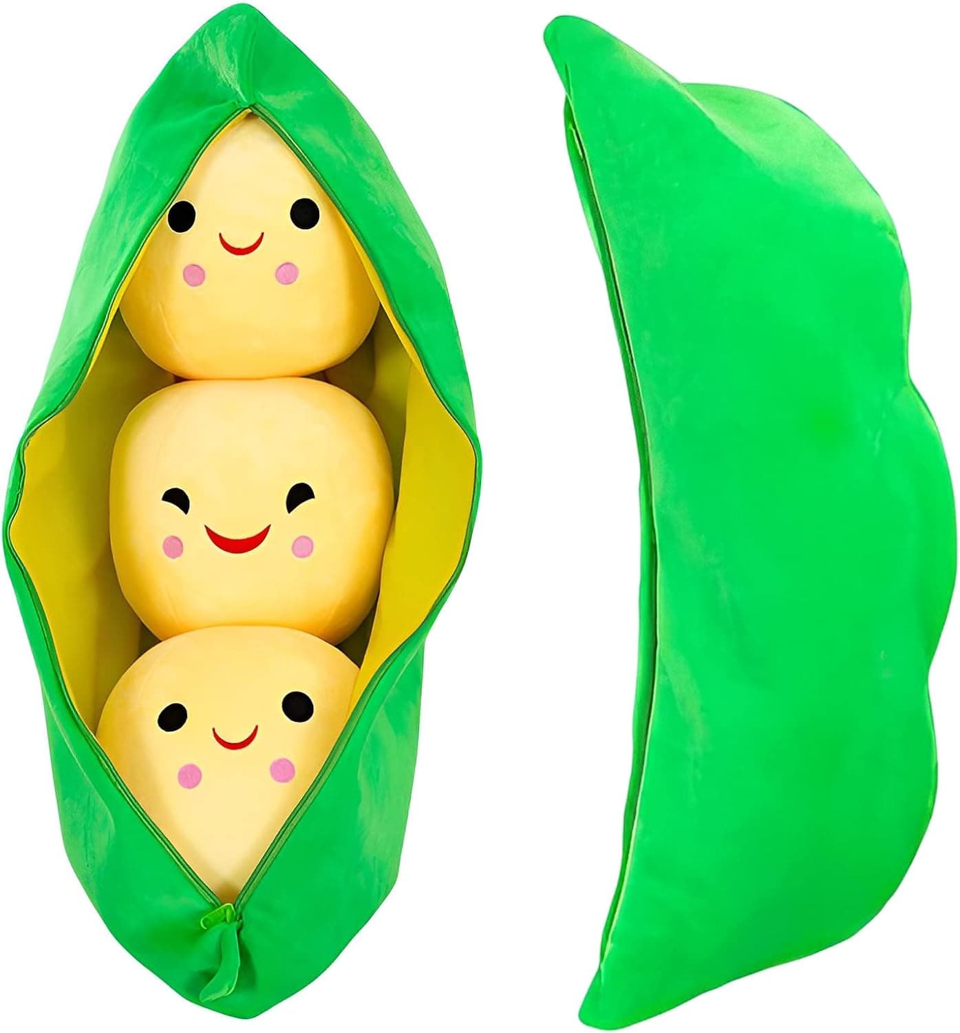 Giant Peas in A Pod Plush Toy Pea Pod Pillow Cute Pea Stuffed Toys Plant Doll Various Sizes (Yellow Beans,9.8''/25cm)