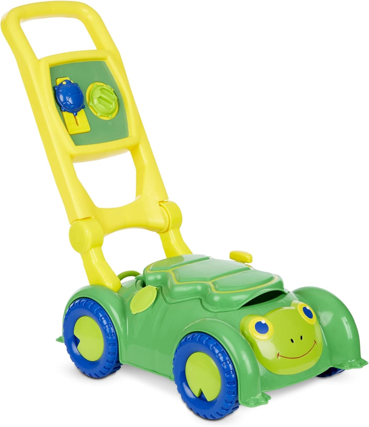 Melissa & Doug Sunny Patch Snappy Turtle Lawn Mower - Pretend Play Toy for Kids - Turtle-Themed Pretend Kids Lawn Mower Developmental Push Toy For Toddlers