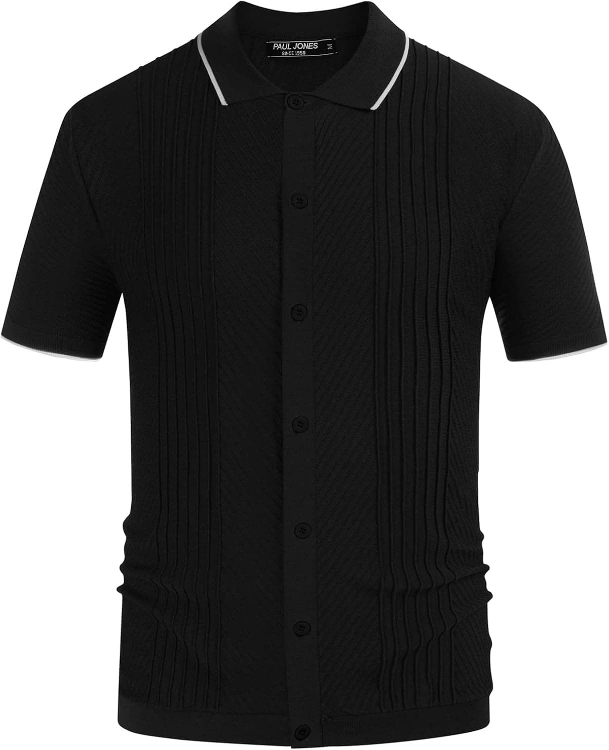 PJ Paul Jones Mens Polo Shirts Vintage Striped Lightweight Knitting Golf Shirts