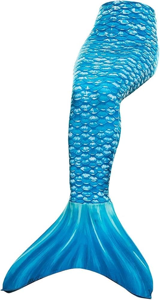 Play Tailor Mermaid Tail Swimmable Costume Swimsuit for Girls Swimming (No Monofin), Bluish Green Large Scales, 12 Years