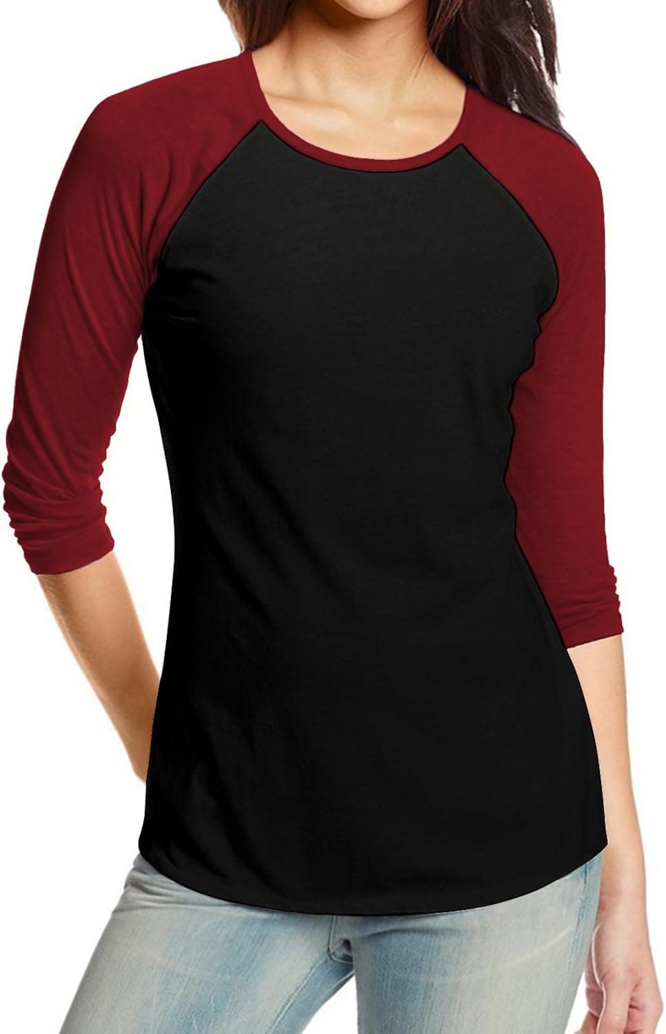 Regna X Womens 3 4 Sleeve Raglan Baseball Casual T-Shirts (S-3X, Plus Sizes)