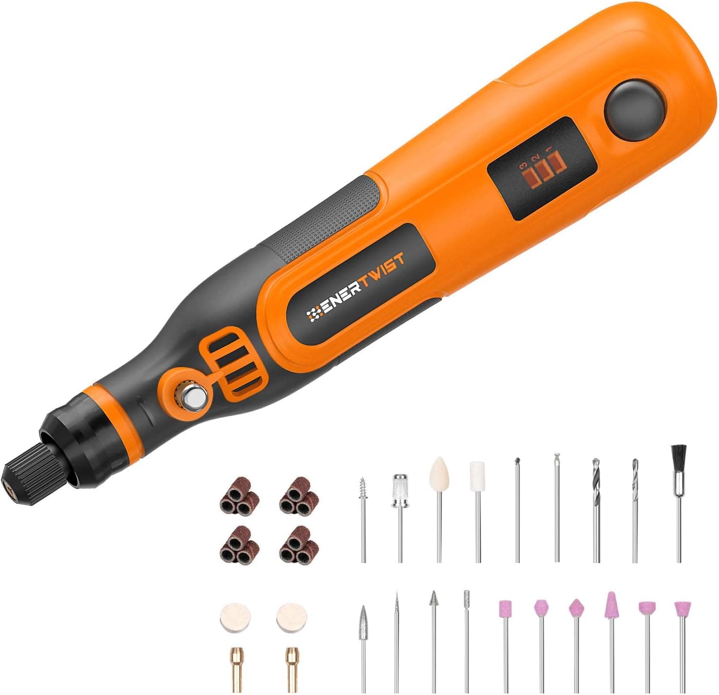 Enertwist 4V Max Cordless Rotary Tool Kit, 3-Speed Lithium-ion Battery Powered Mini Drill with 35-Pieces Accessories, USB Charging Cable, Collet Size 3/32" - Perfect for Small Light Jobs, ET-RT-4