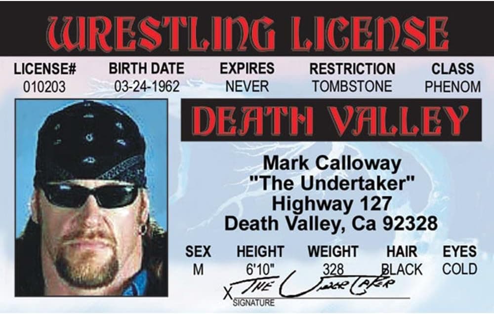 Signs 4 Fun NSAIDU Undertaker's Driver's License
