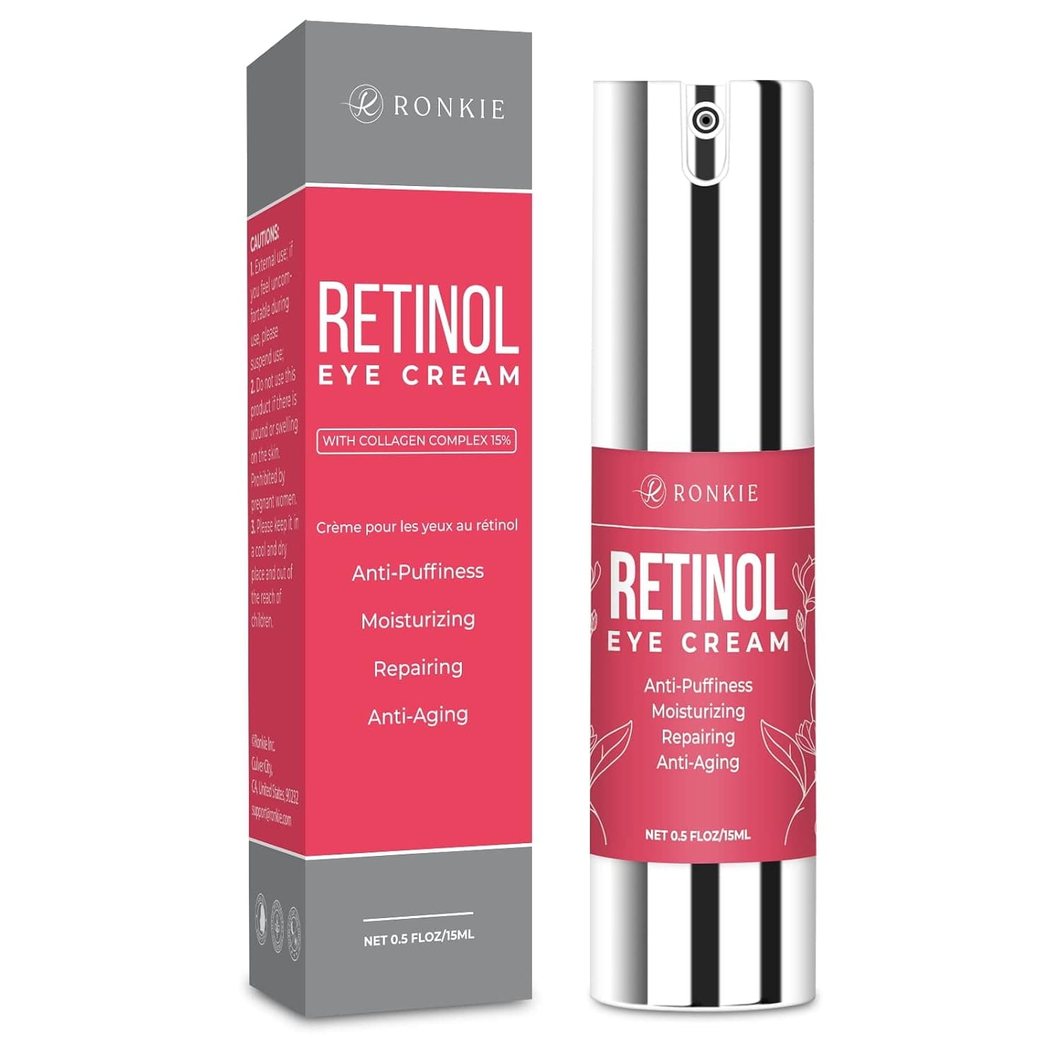 Retinol Eye Cream for Dark Circles and Puffiness, Anti Aging Eye Cream with Hyaluronic Acid and Collagen, Under Eye Cream Dark Circles and Puffiness,Lightweight Eye Cream Gel to Smooth Fine Lines and Hydrate Eye Area, Suitable for Sensitive Skin & Fragrance Free