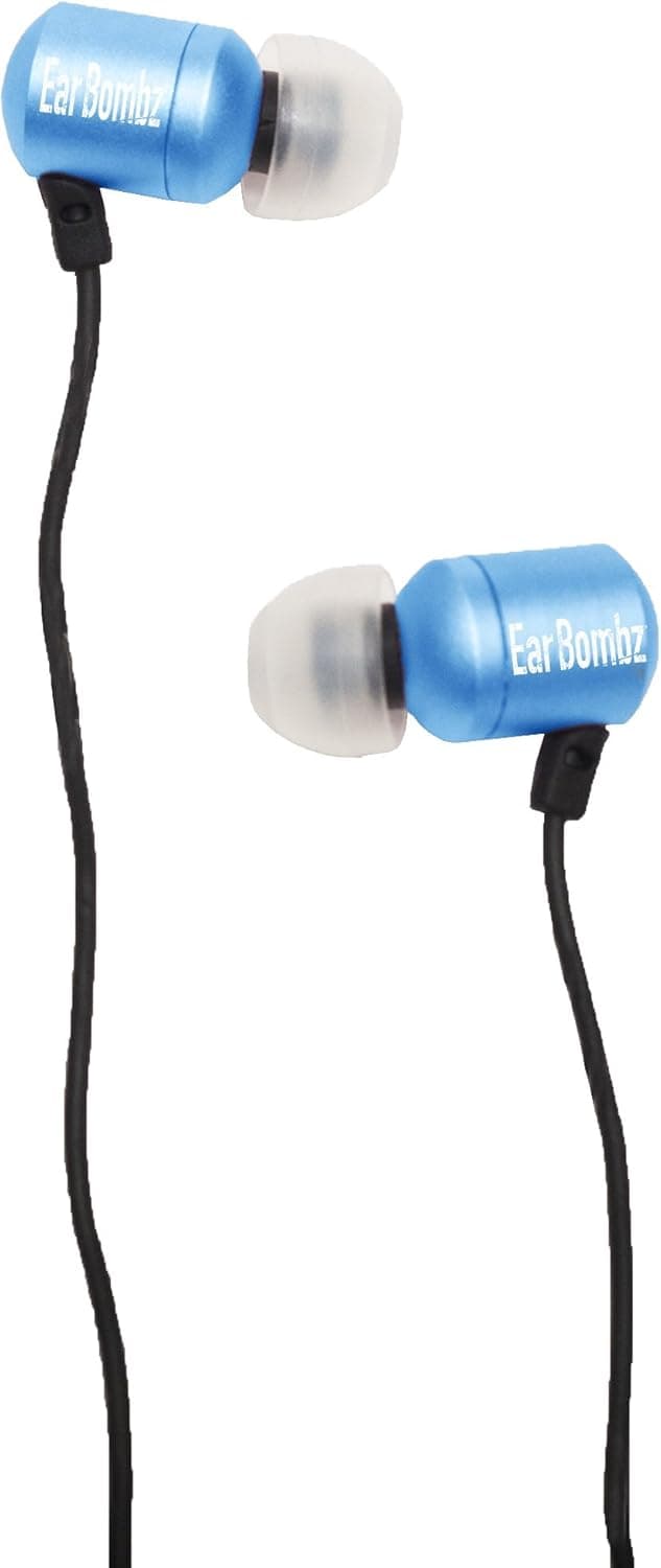 EarBombz H-Bombz High Definition Studio Quality In-Ear Headphones with Multifunction Microphone, Blue