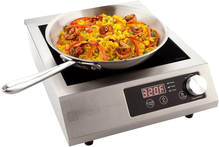 Professional Portable Induction Cooktop RWT0093 - 1800W (120V) Countertop Induction Cooker with Digital Temperature Display - Perfect for Restaurants and Catering Events - Restaurantware