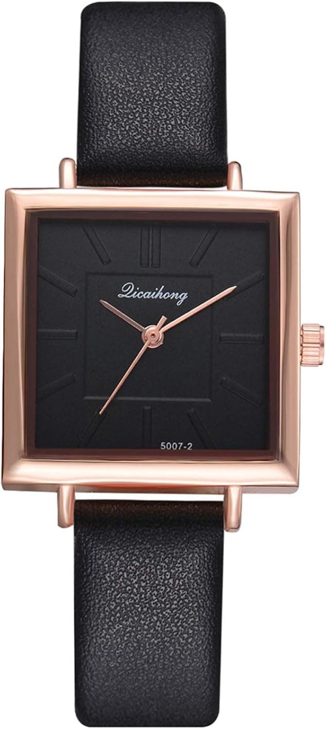 Fashion Wrist Watch,Jewelry Gift,Women Classic Leather Band Luxury Quartz Analog Stainless Steel Watches (Black)