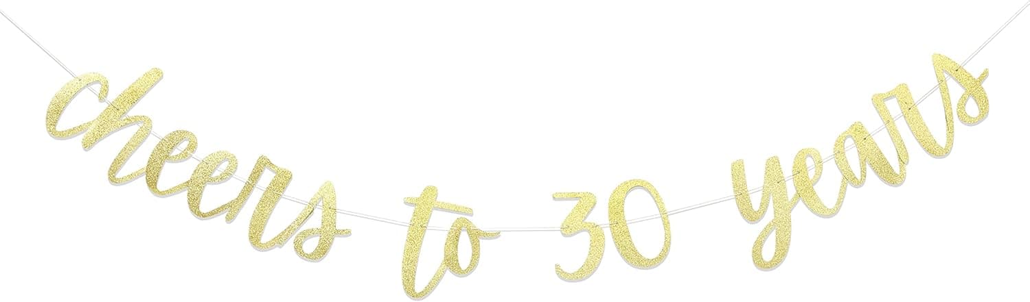 Cheers to 30 Years Banner - Happy 30th Birthday Banner,30th Birthday Banner,30th Birthday Banner for Women/men,30 Birthday Party Decorations Banner,Happy 30th Birthday Banner Party Decorations