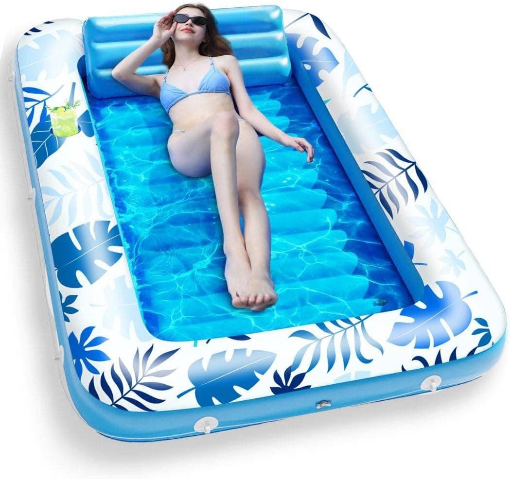 Inflatable Tanning Pool Lounger Float -DCTB Sun Tan Tub Sunbathing Pool Lounge Raft,Extra Large Floatie Toys Tanning Bed Blow up Pool Raft Lounge Floatie