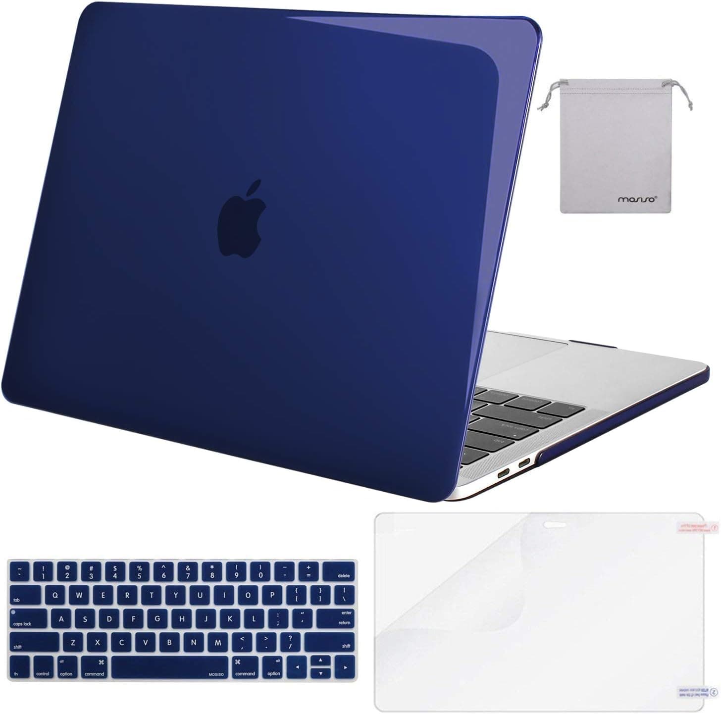 MOSISO Plastic Hard Case & Keyboard Cover & Screen Protector & Storage Bag Compatible Newest MacBook Pro 13 Inch, Pure Blue