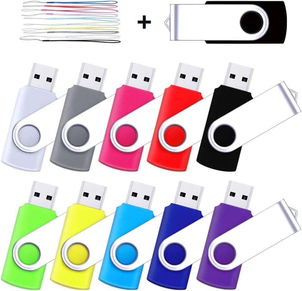 32GB USB Flash Drive 10 Pack USB 2.0 Memory Stick Thumb Drives Pen Drive Jump Drive (Bulk 10 PCS - Multi-Colors) (32GB)