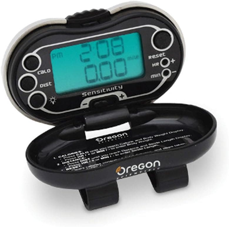 Oregon Scientific PE326CA Pedometer with Calorie Counter, Digital 12-hour Clock, HiGlo Backlight, Measures Distance Walked and Calories Burned, Step Counter, LCD Screen Display
