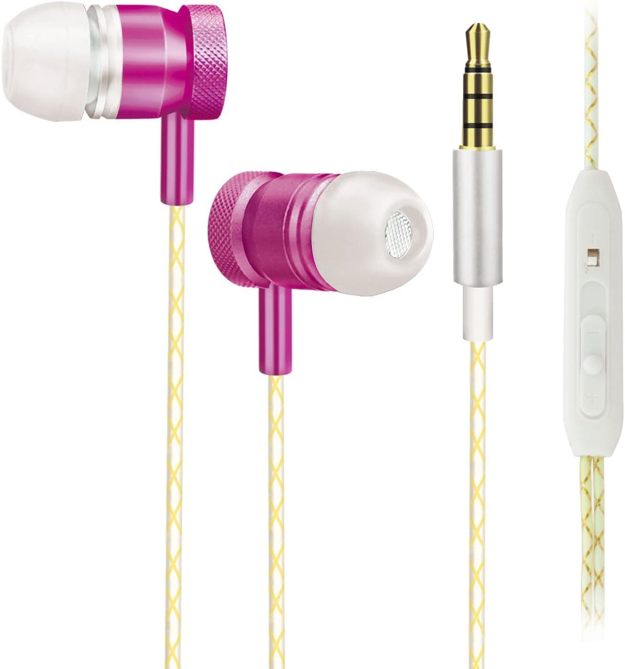 In-Ear Earphones Earbuds Headphones with Remote Control and Microphone for iPhone, iPad, iPod, Samsung, Android Smartphones, Tablets, MP3/MP4 Players and More (ROSE)