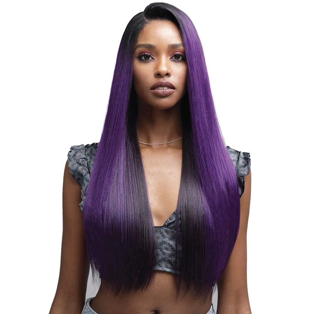 Bobbi Boss Human Hair Blend Hand-Tied 13"X4" Ear to Ear Swiss Lace Front Wig MBLF180 DAYANA (H3T1B/BSBG)