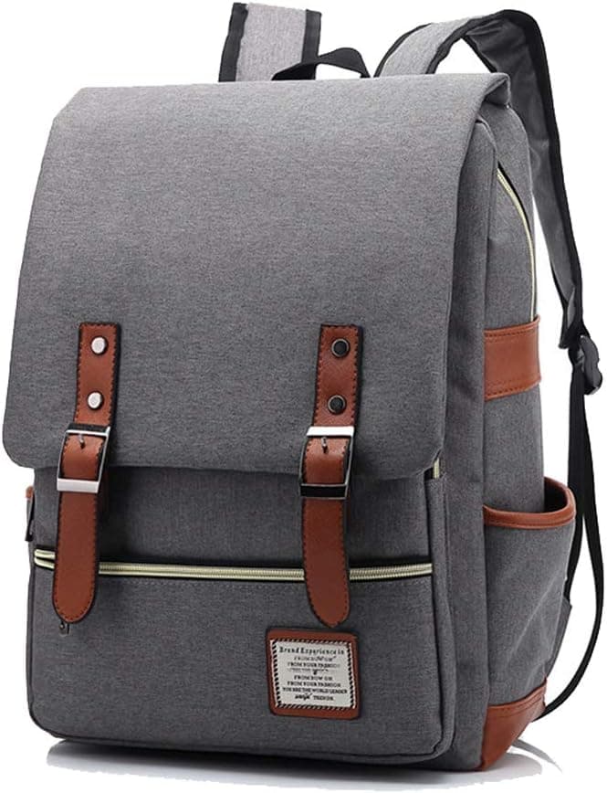 AINIBAB Unisex 15.6 inch Laptop Backpack Retro Casual Daypacks Outdoor Sports Stylish Travelling Canvas Rucksack (Gray)