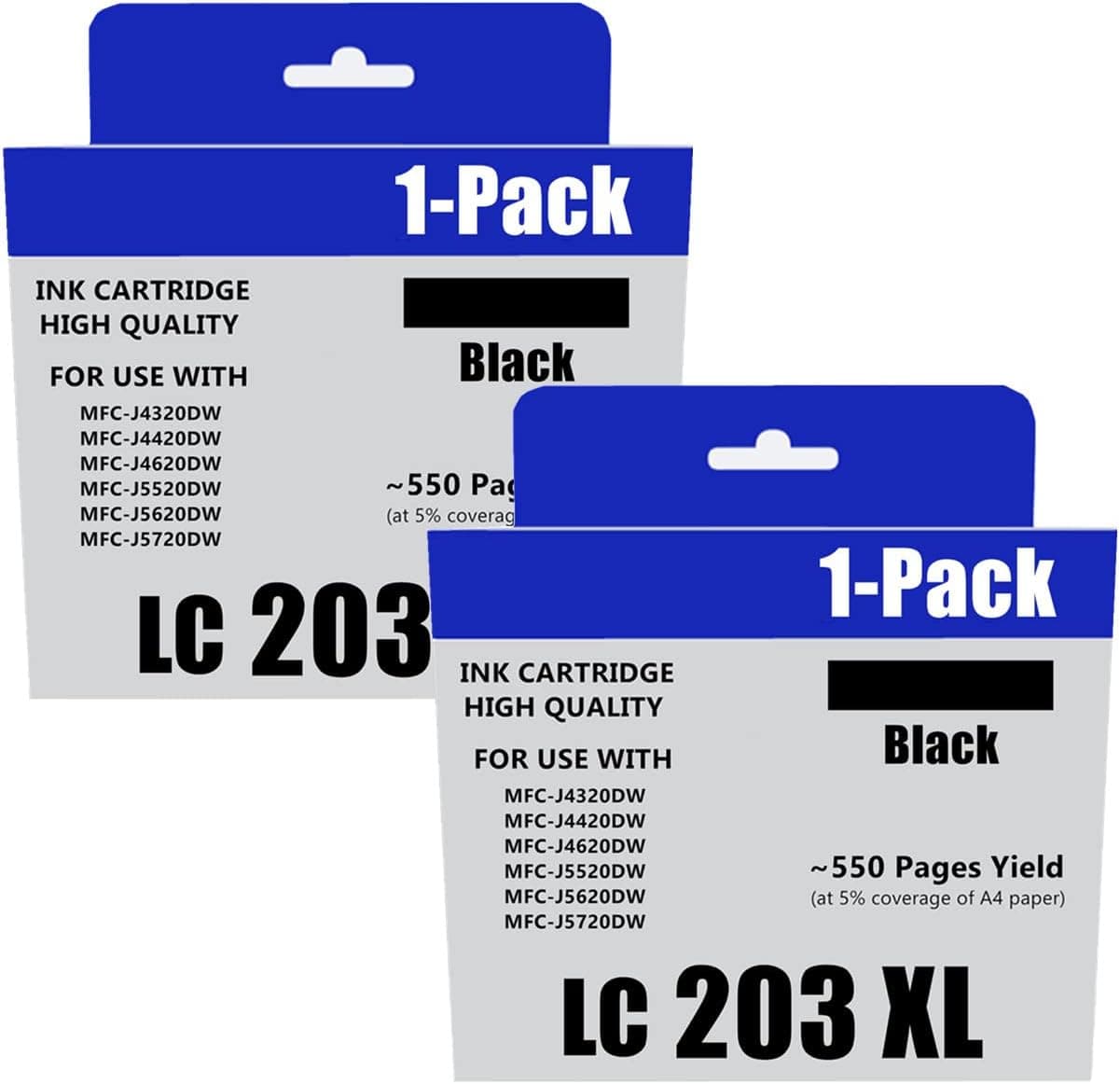 LC203BK XL Compatible Ink Cartridge for Brother LC203XL LC201XL LC203 LC201 Black cartridgesto use with MFC-J480DW MFC-J880DW MFC-J4420DW MFC-J680DW MFC-J885DW Printer (2 Pack Black)