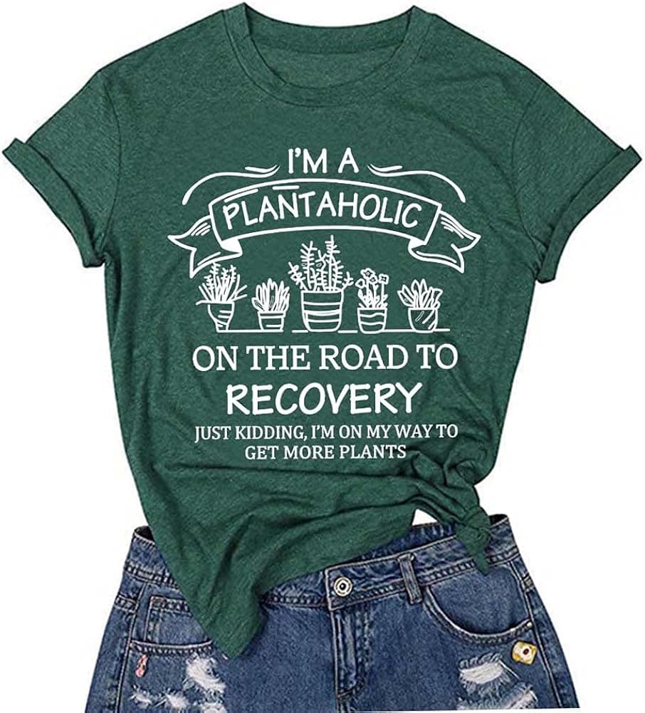 ENAOAHPI Funny Sayings T-Shirt, Humor Letters Printing Shirts, Short Sleeve Graphic Tees for Women
