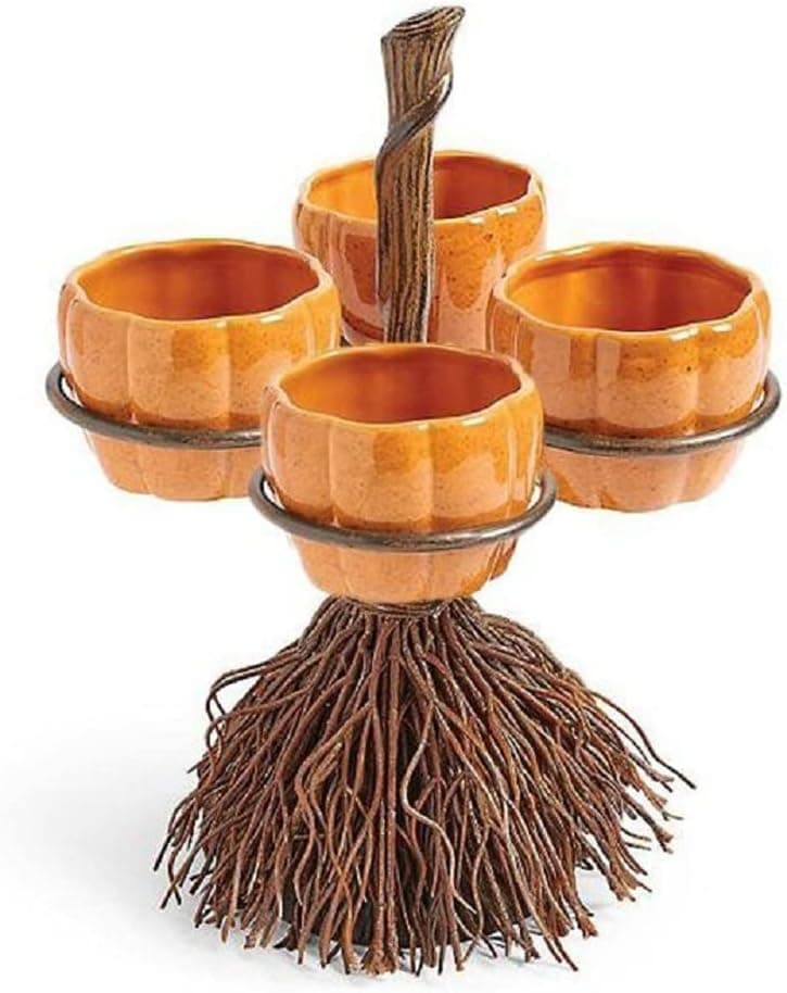 AKWFUNZ Halloween Bowl Ornament Decorative Broom Pumpkin Bowl Creative Party Props Art Deco