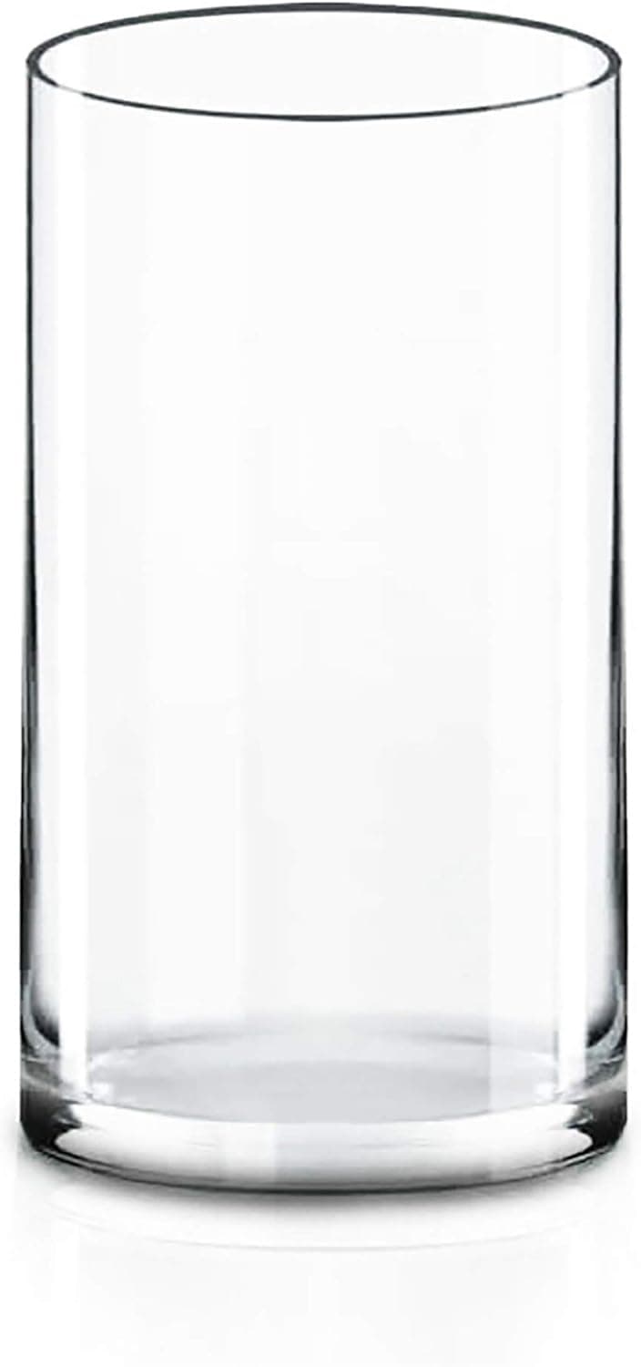 CYS Excel Large Glass Cylinder Vase (H:16" D:8") | Multiple Size Choices Glass Flower Vase Centerpieces | Hurricane Floating Candle Holder Vase