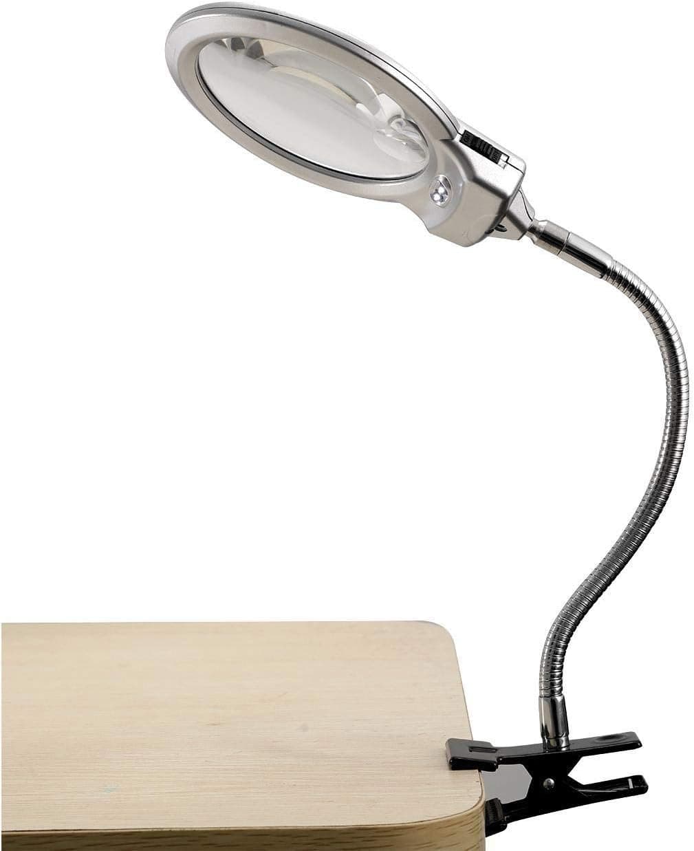 Luxuglow Magnifying Glass with Light, LED Magnifying Lamp with Clamp Clip-on Tabletop Magnifier Desk Table Task Lamp Lens, Folding Magnifier Lamp for Crafts,Inspection,Reading,Model,Building,Jewelry