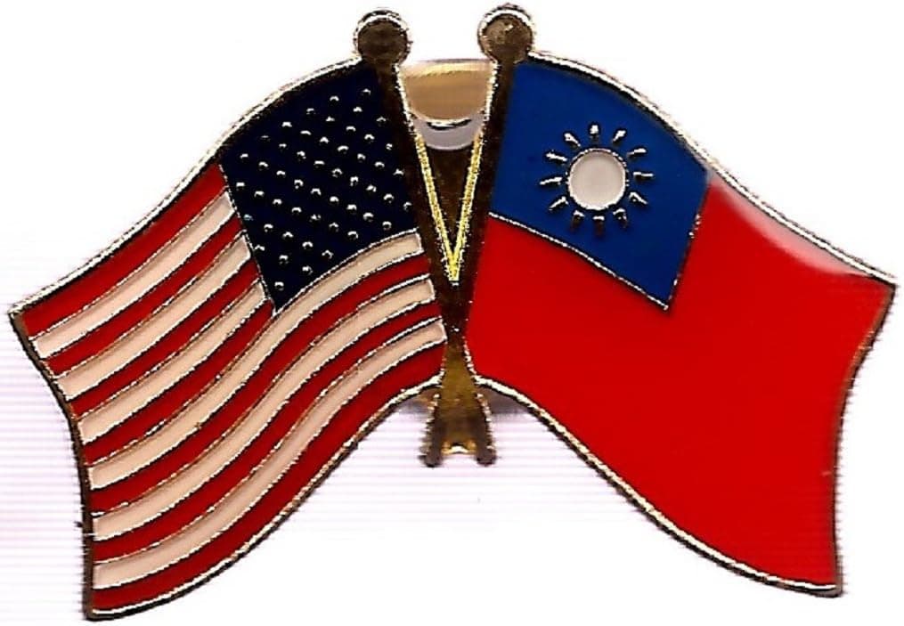 Pack of 3 Taiwan & US Crossed Double Flag Lapel Pins, Taiwanese & American Friendship Pin Badge