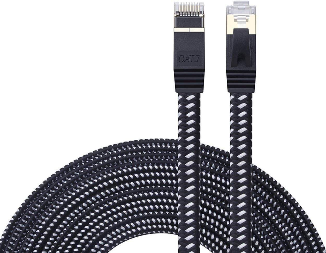 Cat 7 Ethernet Cable 40 ft, ShineKee Nylon Braided Stronger Elegant and Dirty-Proof CAT7 High Speed Professional Gold Plated Plug STP Wires CAT 7 RJ45 Ethernet Cable