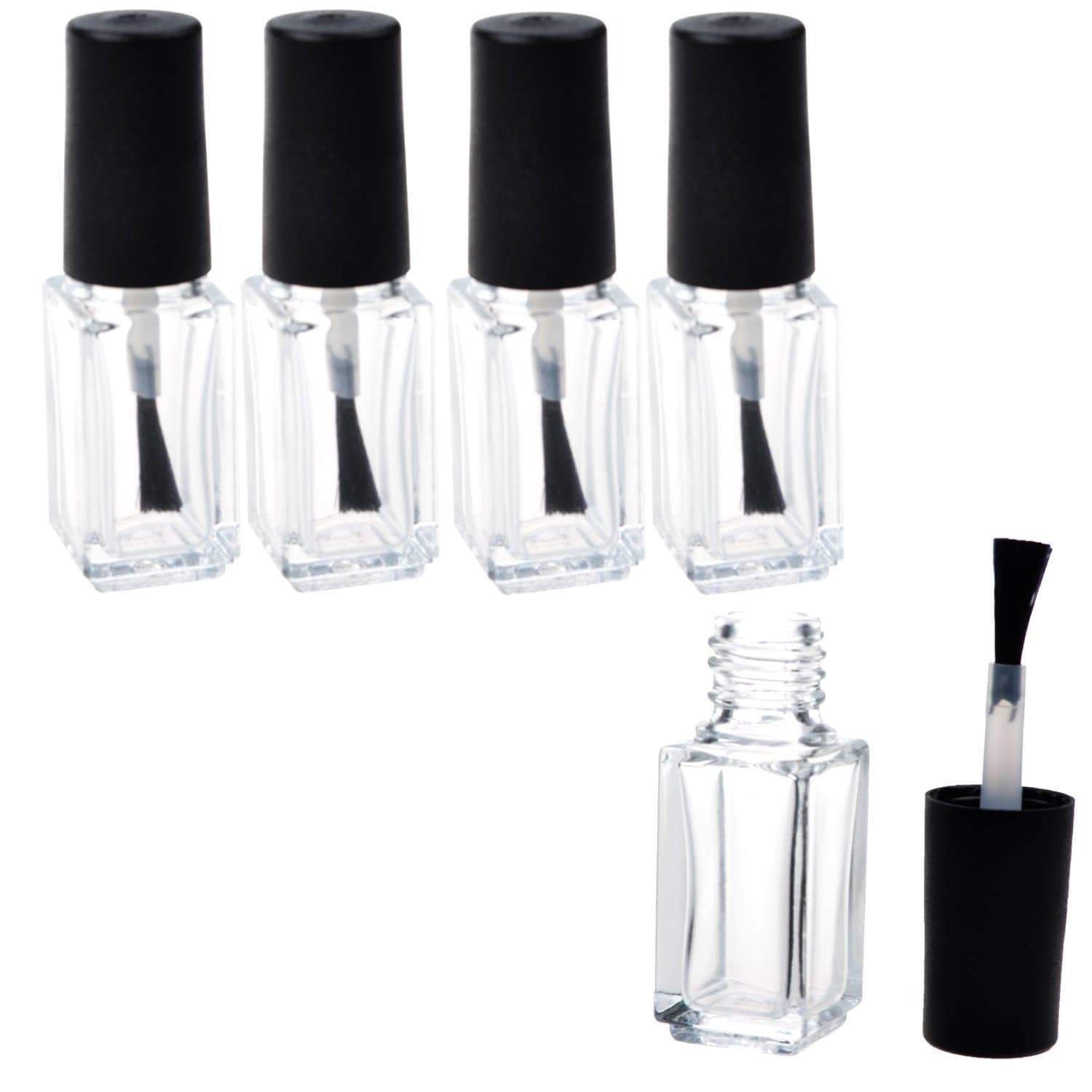 Adecco LLC Empty Nail Polish Clear Bottles with Brush Cap (5ml 10P)