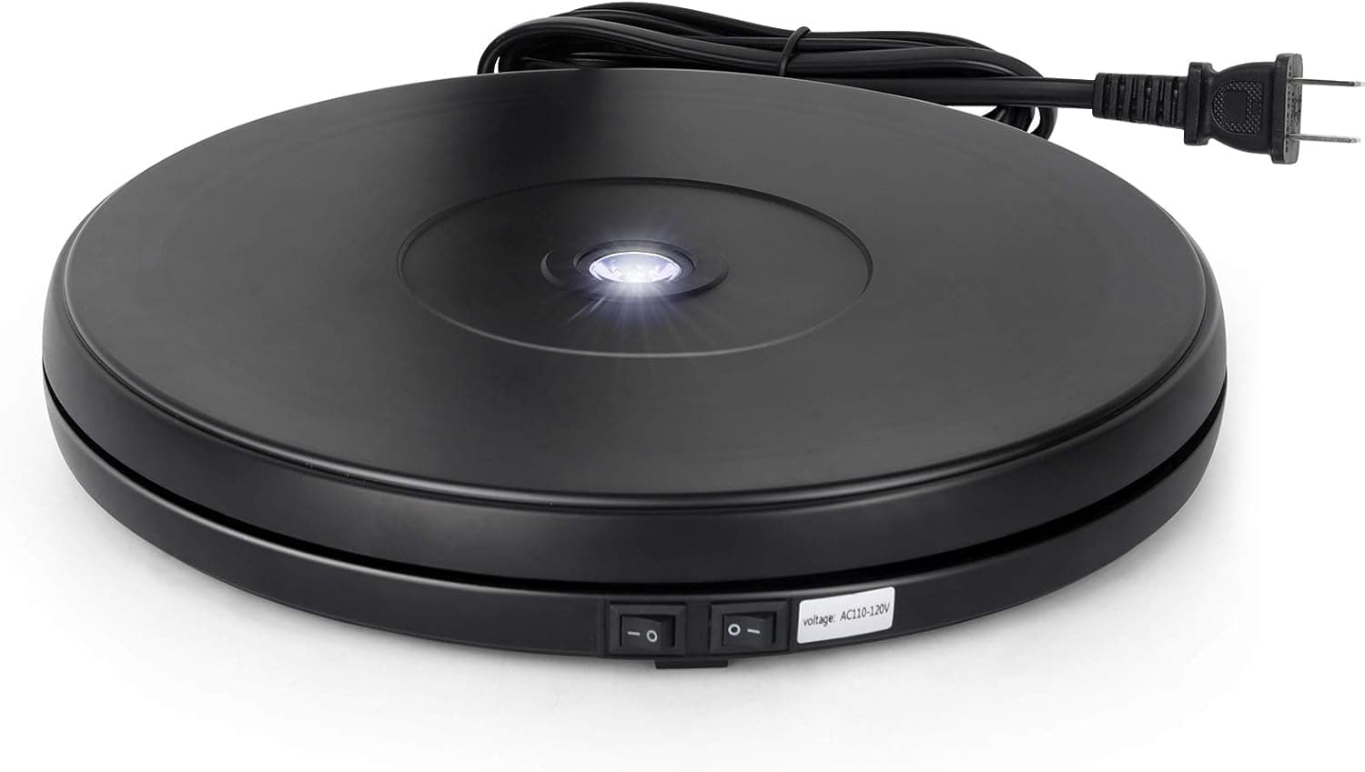 Turntable Display Stand Electronic Photography, Black Motorized Turntable Stand with LED Lamp, Round 360 Degree Rotating Display Table for 3D Print Scan, Business Promotion Video Shooting, Painting
