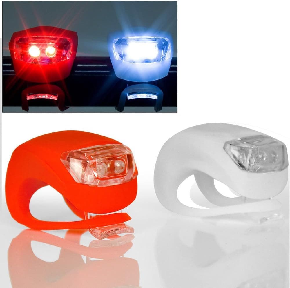 2X Silicone Bike Bicycle Cycling Head Front Rear Tail Wheel LED Flash Light Lamp(Random color)