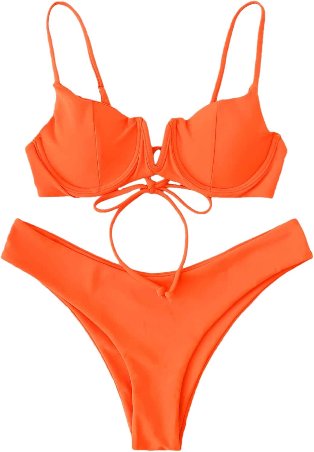 SweatyRocks Women's Sexy Bathing Suits Spaghetti Strap Floral Bikini Set Underwire Swimsuit