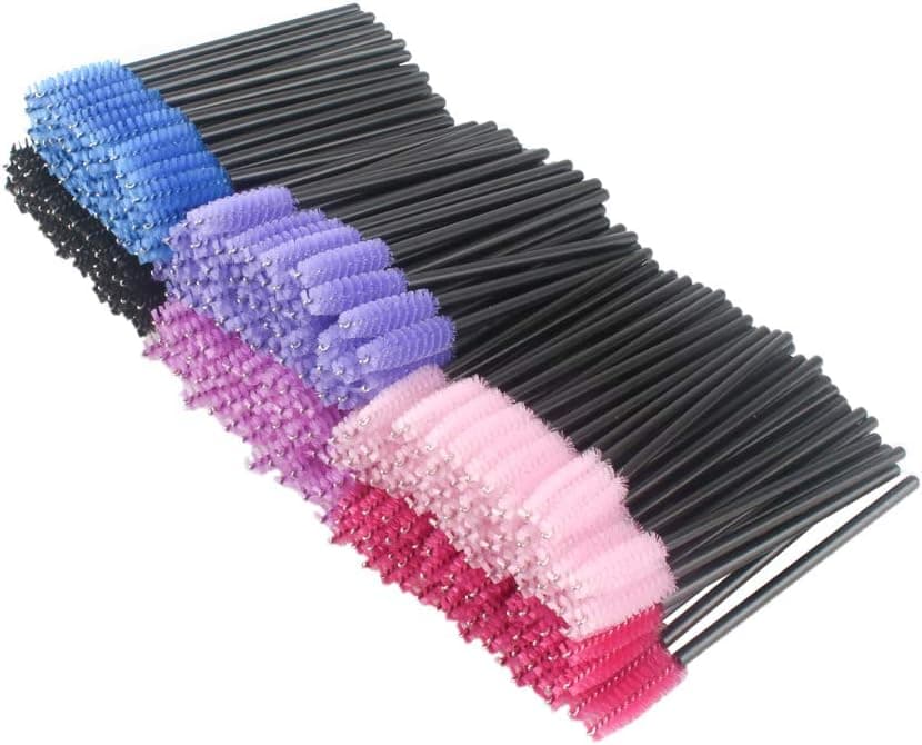 Ynredee Multicolor Disposable Eyelash Mascara Brushes Wands Applicator Makeup Brush Kits, 300 Pack, 6 Colors