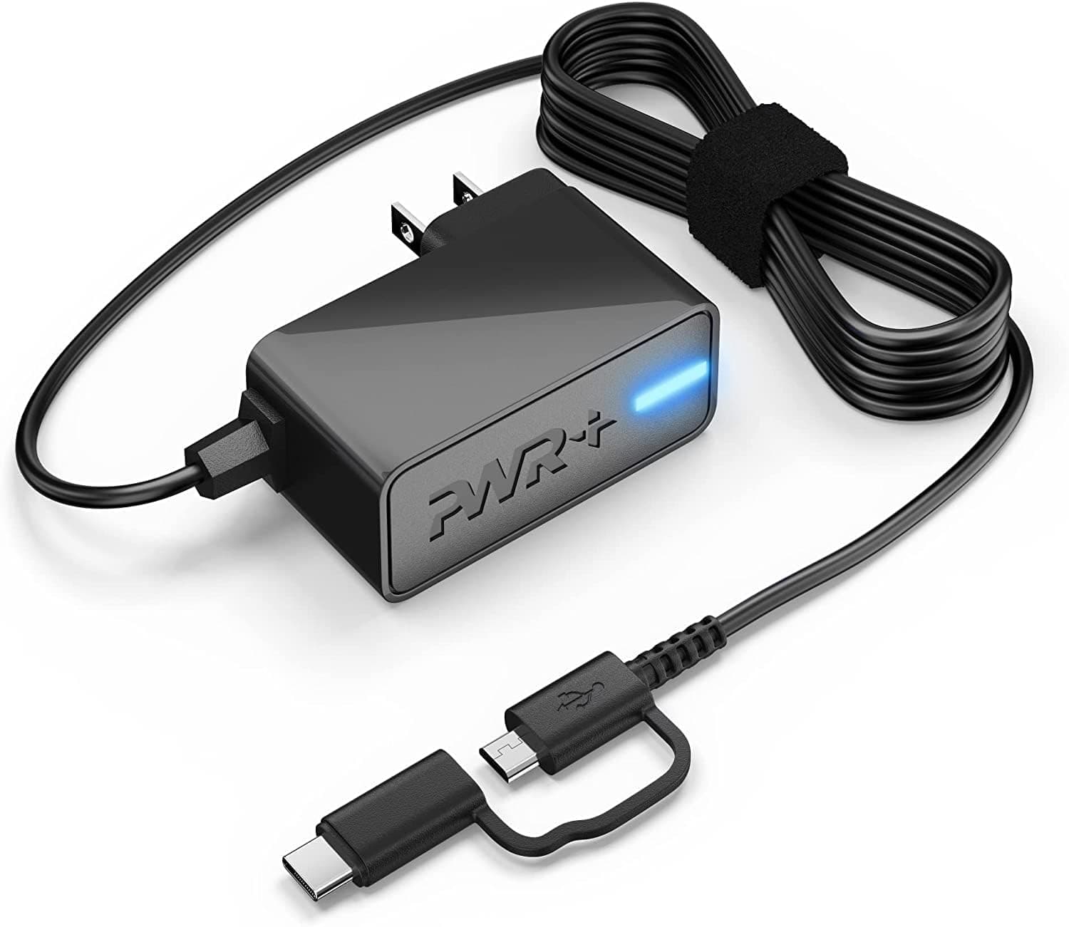 PWR+ Charger for Lenovo Tab M10 Plus, Samsung Galaxy Tab S3 S4 S6 A 8.0 10.1, A8 A7 Lite View2 Active Pro, LG G Pad 5, Xiaomi Mi Pad 4 Plus Tablet AC Adapter Power Supply Extra Long 6.7 Ft Cord