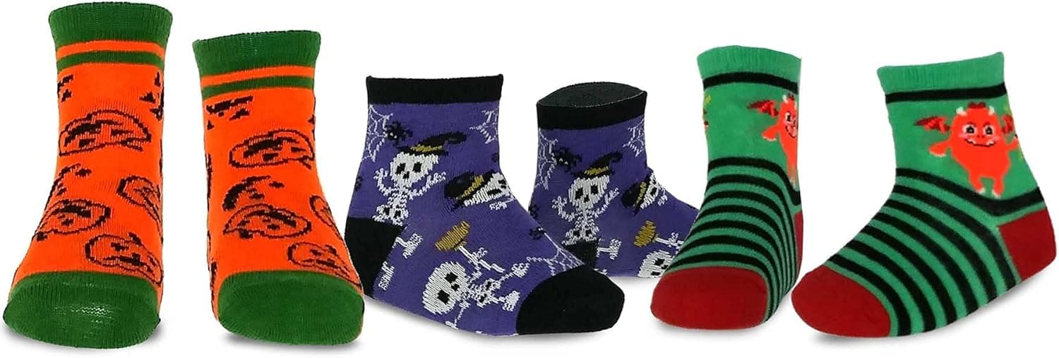 TeeHee Kids Fun Halloween Novelty Socks for Little Kids Toddler Crew Socks Multi Pair Pack